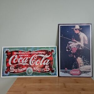 Two Coca-Cola Vintage Style Metal Signs, Antique